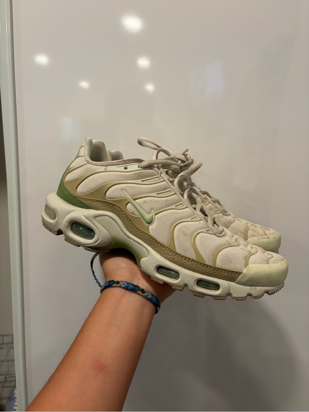 Nike Women's Cream and Olive Accent Air-inspired Sneakers